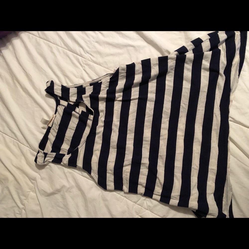 Navy and white striped tank with open back